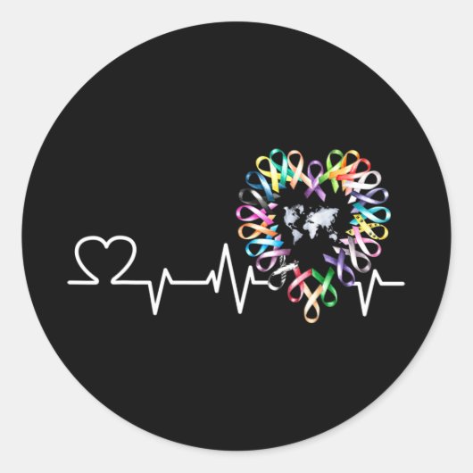 All Cancer Matters認識度デイハートビートリボン ラウンドシール (正面)