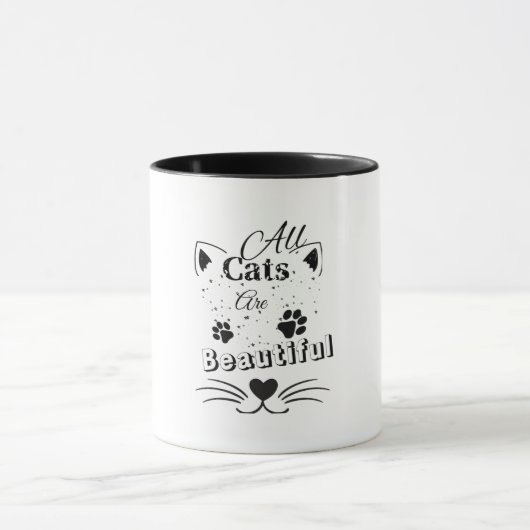 All Cats Are Beautiful – Minimal Cute Cat Design マグカップ (中央)