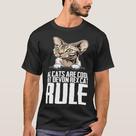 All cats are cool but devon rex cat rule tシャツ (正面)