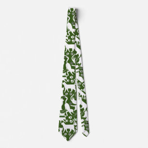 All Cats pattern.w.bx4 D Green BG ネクタイ