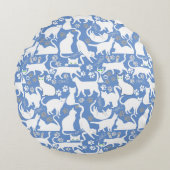 All Cats pattern.w.bx4 L Blue BG ラウンドクッション (正面)