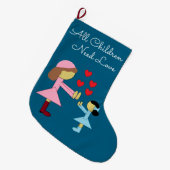 All Children Need Love:  Deep Sea Blue ラージクリスマスストッキング (正面 (吊り時))