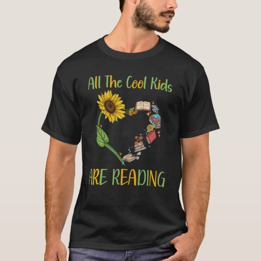 All Cool Kids Are Reading Book Nerd Reading Teache Tシャツ (正面)