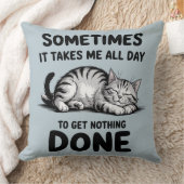 "All Day Doing Nothing" Funny Lazy Cat クッション (ブランケット)