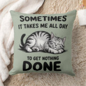 "All Day Doing Nothing" Funny Lazy Cat クッション (ブランケット)