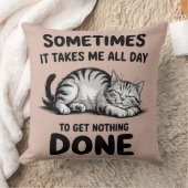 "All Day Doing Nothing" Funny Lazy Cat クッション (ブランケット)