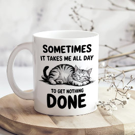 "All Day Doing Nothing" Funny Lazy Cat Coffee Mug コーヒーマグカップ