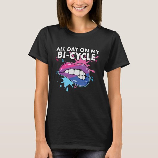 All Day On My Bi cycle Bisexual Rainbow Pride LGBT Tシャツ (正面)