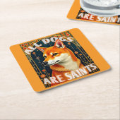 All Dogs Are Saints スクエアペーパーコースター (アングル)