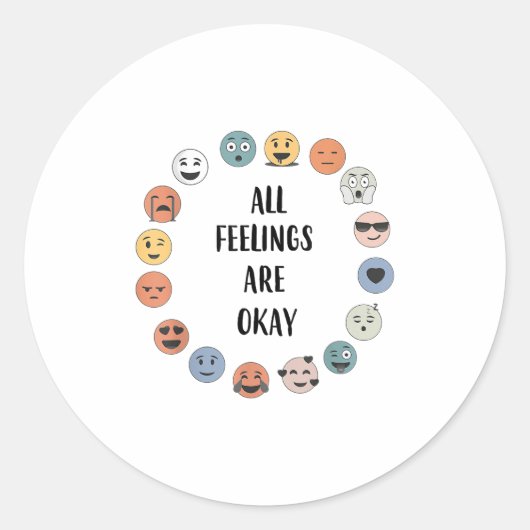 All Feelings Are Okay School Teacher Psychologist  ラウンドシール (正面)