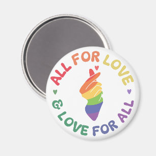 All for LoveプライドレインボーハンドLGBTQ+ マグネット