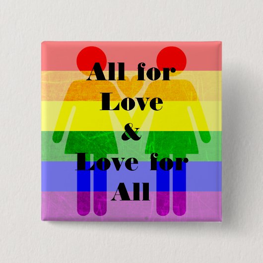 All for Love, and Love for All Magnet LGBT Rainbow 缶バッジ (正面)