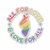 All for Love & Love for Allプライドレインボー シール (正面)