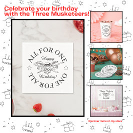 All for One for All Muskeiterハッピーバースデー スタンダードカクテルナプキン