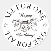 All for One for All Muskeiterハッピーバースデー ラウンドシール (正面)