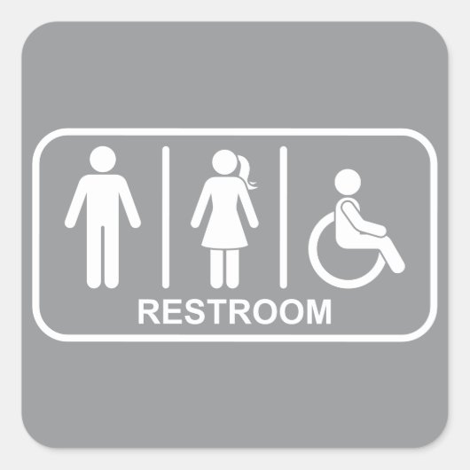 All Gender Bathroom Symbol スクエアシール (正面)