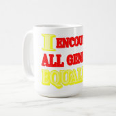 "ALL GENDERS EQUALITY"式デザイン。買今 コーヒーマグカップ (正面左)