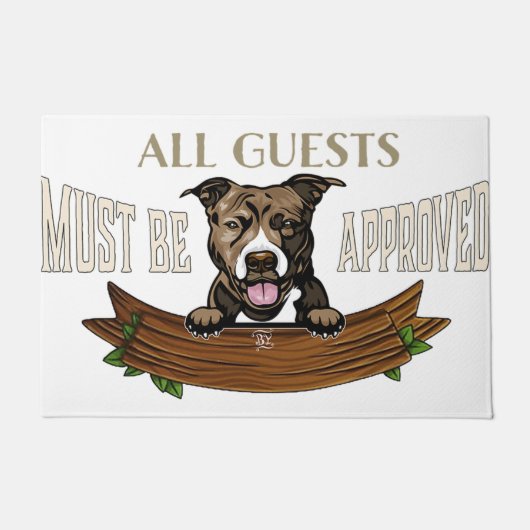 All Guests Must Be Appoved Mat, Cute Dog  ドアマット (正面)