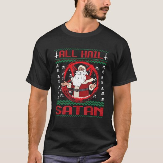 All Hail Satan Gift 666サタンのサンタオカルトの醜い Tシャツ (正面)
