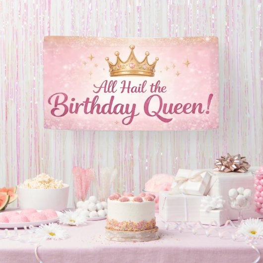  All Hail the Birthday Queen birthday Party banner 横断幕 (パーティー)