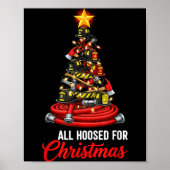 All Hoosed Christmas Firefighter Tree Shirt, Firem ポスター (正面)