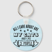All I Care About are MY CATS, Cat Quote, Blue,  キーホルダー (正面)