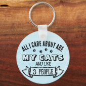 All I Care About are MY CATS, Cat Quote, Blue,  キーホルダー (正面)