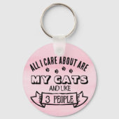 All I Care About are MY CATS, Cat Quote, Pink,  キーホルダー (正面)