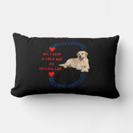 All I Need Is LOVE and a Yellow Lab Lumbar Pillow ランバークッション