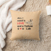 All I Need Is LOVE and a Yellow Lab Throw Pillow クッション (ブランケット)