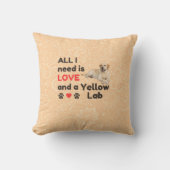 All I Need Is LOVE and a Yellow Lab Throw Pillow クッション (正面)