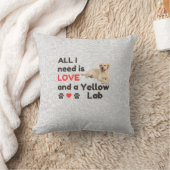 All I Need Is LOVE and a Yellow Lab Throw Pillow クッション (ブランケット)