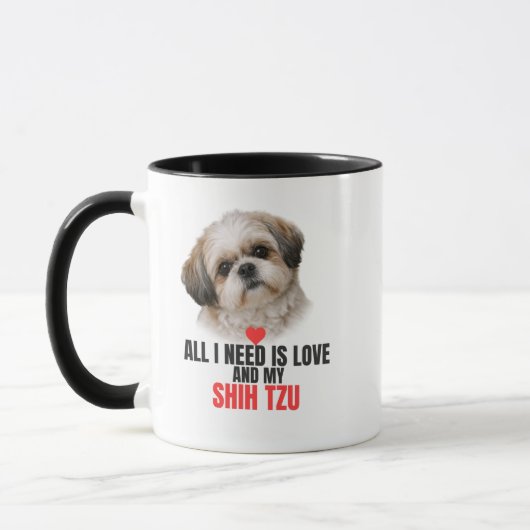 All I Need is Love and My Shih Tzu Accent Coffee マグカップ (左)