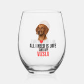 All I Need Is Love and My Vizsla Stemless ステムなしワイングラス (裏面)
