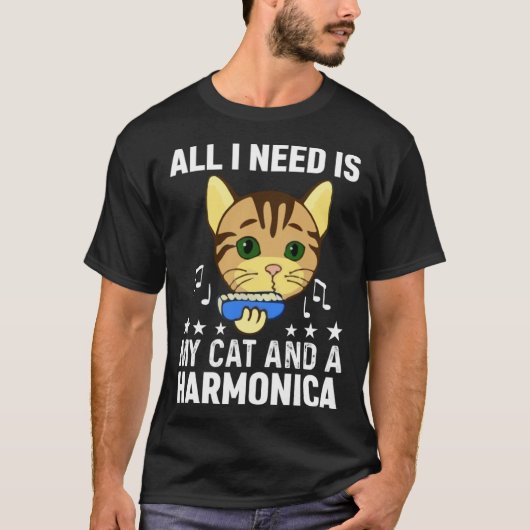 All I Need Is My Cat And A Harmonica Musician And Tシャツ (正面)