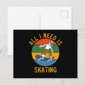 All I Need Is Skating Skater Life Retro ポストカード (正面/裏面)