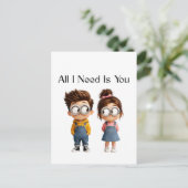 All I need Is You | かわいいキャラクターの男女 ポストカード (スタンド正面)