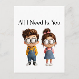 All I need Is You | かわいいキャラクターの男女 ポストカード