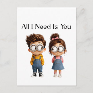 All I need Is You | かわいいキャラクターの男女 ポストカード