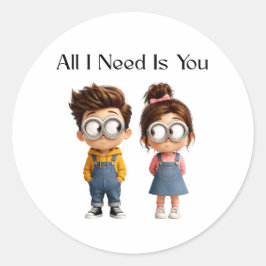 All I need Is You | かわいいキャラクターの男女 ラウンドシール