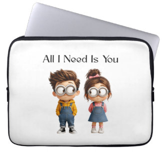 All I need Is You | かわいいキャラクターの男女 ラップトップスリーブ