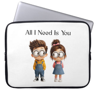 All I need Is You | かわいいキャラクターの男女 ラップトップスリーブ