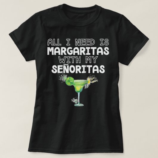 All I Need Margaritas With My Senoritas Raglan Bas Tシャツ (デザイン正面)
