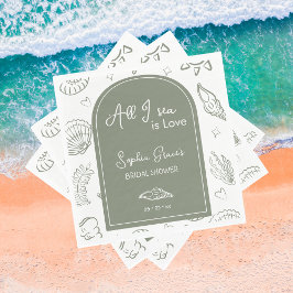 All I Sea is Love サージブルーシーシェル ドゥードゥル スタンダードランチョンナプキン