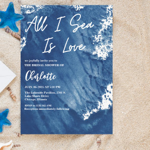 All I Sea Is Love ブライダルシャワー 海 水彩画 招待状