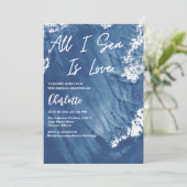 All I Sea Is Love ブライダルシャワー 海 水彩画 招待状 (スタンド正面)