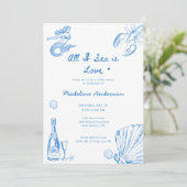 All I Sea Is Love Blue Coastal Bridal Shower 招待状 (スタンド正面)