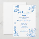 All I Sea Is Love Blue Coastal Bridal Shower 招待状 (正面/裏面)