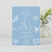 All I Sea is Love Blue Coastal Bridal Shower 招待状 (スタンド正面)