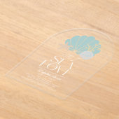 All I Sea is Love Blue Seashells Bridal Shower アクリル招待状 (レイダウン)